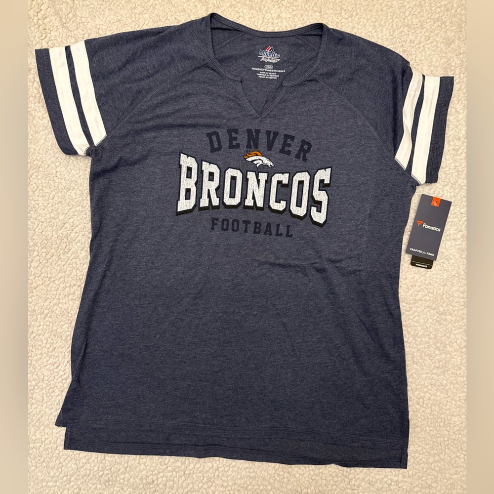 NFL Denver Broncos Navy Tee with White Stripes